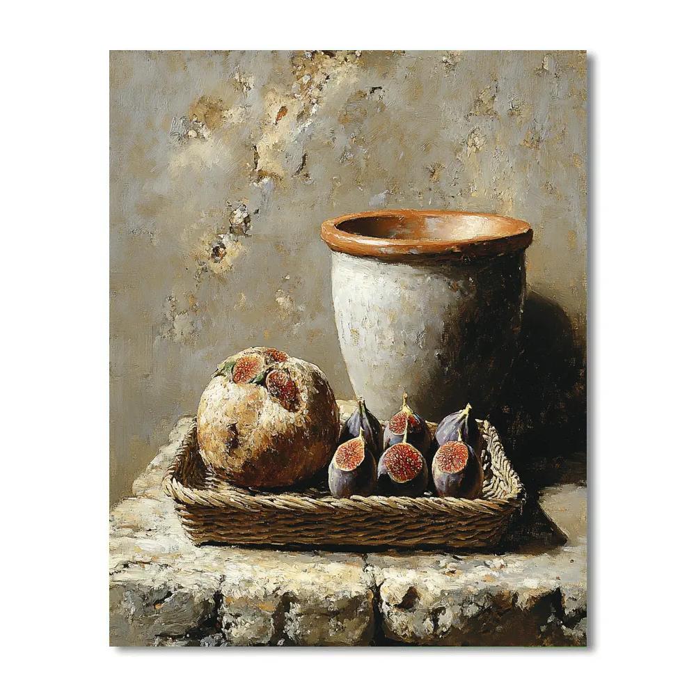 Diego Velázquez Inspired Market Still Life Of Figs Bread And Earthenware Paint by numbers kits