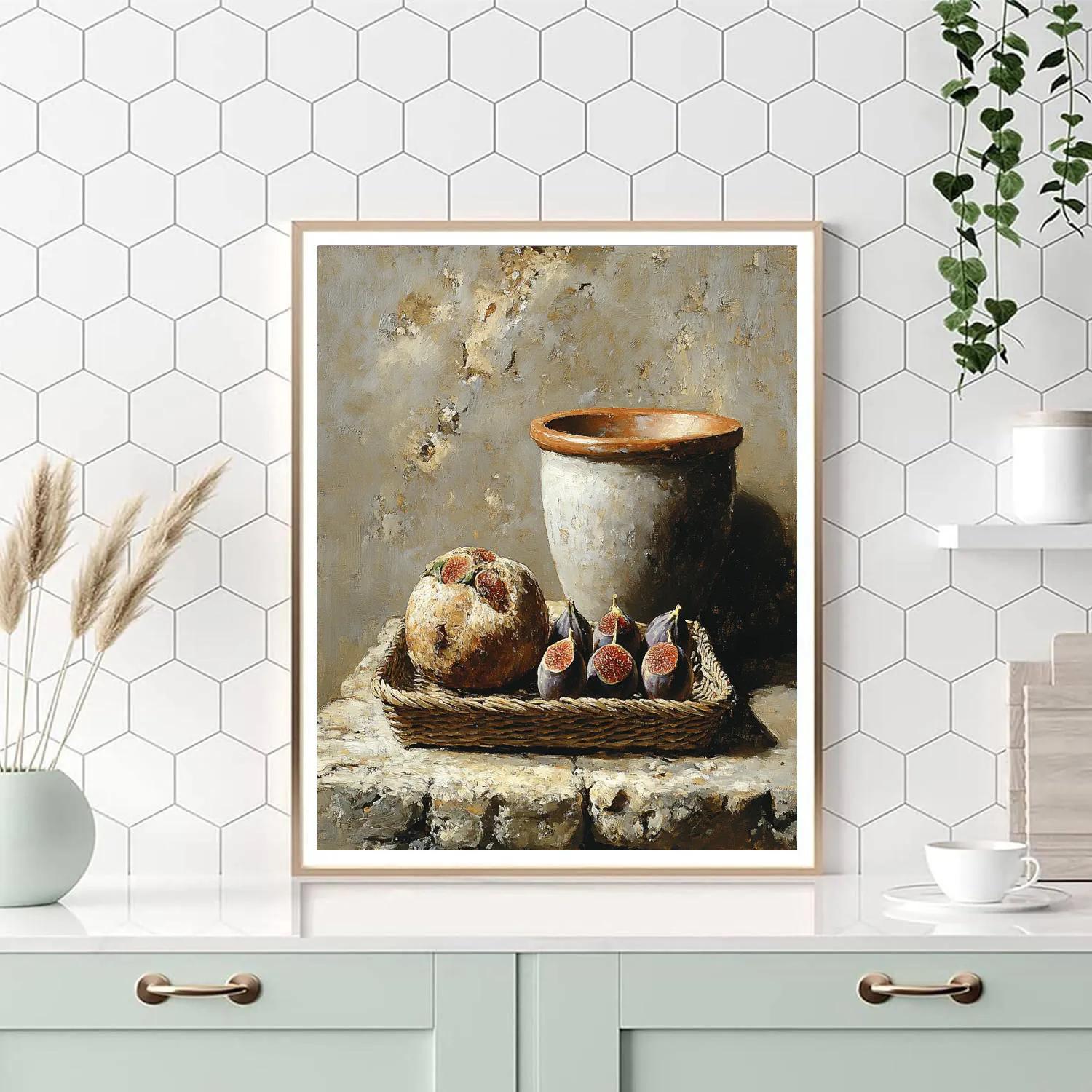 Diego Velázquez Inspired Market Still Life Of Figs Bread And Earthenware Paint by numbers kits