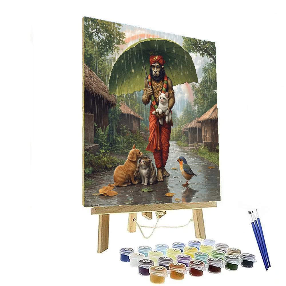 Hanuman Rainy Day Umbrella Protector Numbered painting kits