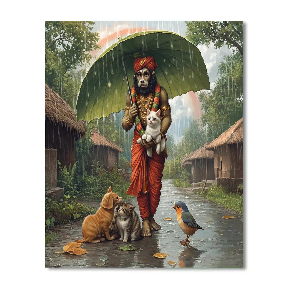 Hanuman Rainy Day Umbrella Protector Numbered painting kits