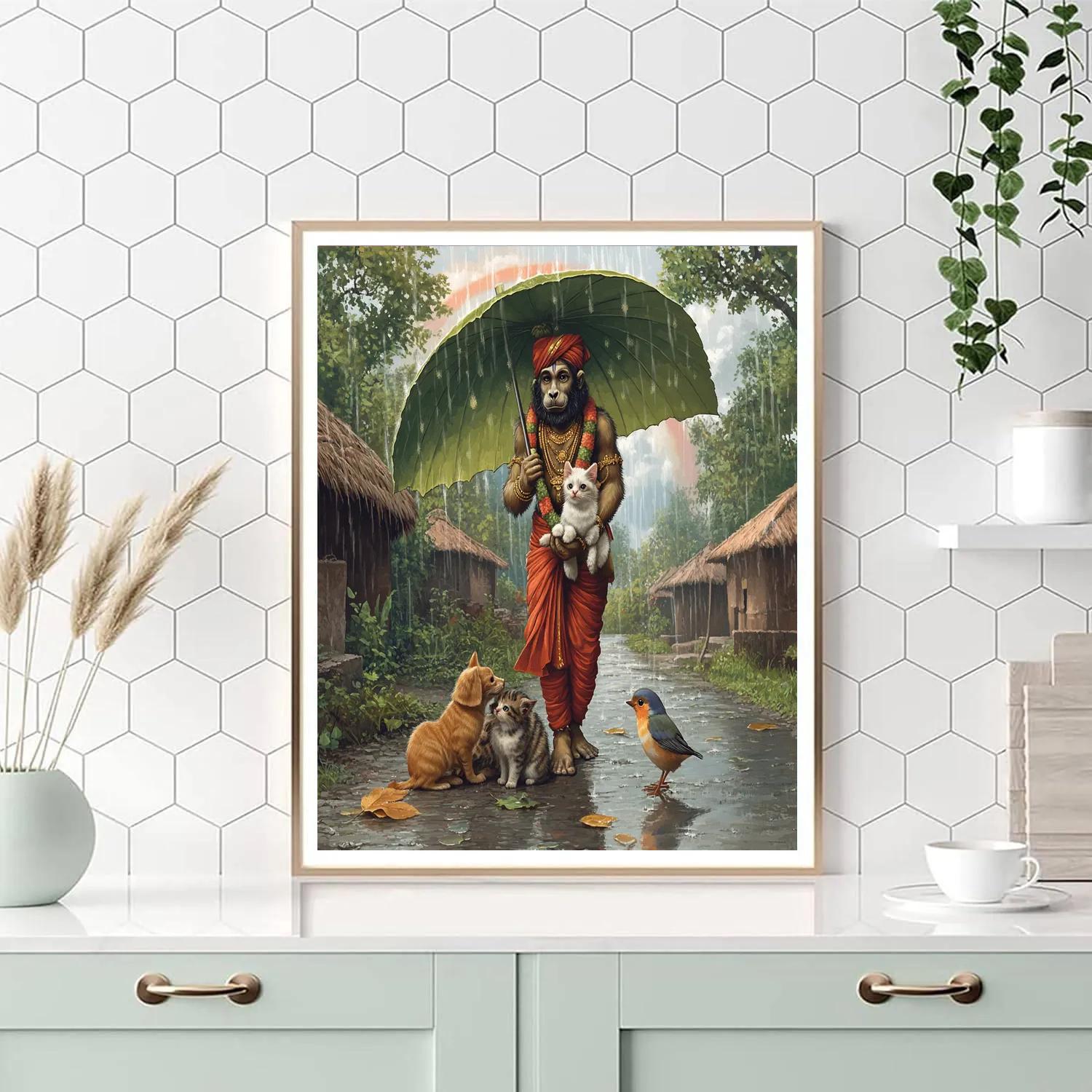 Hanuman Rainy Day Umbrella Protector Numbered painting kits