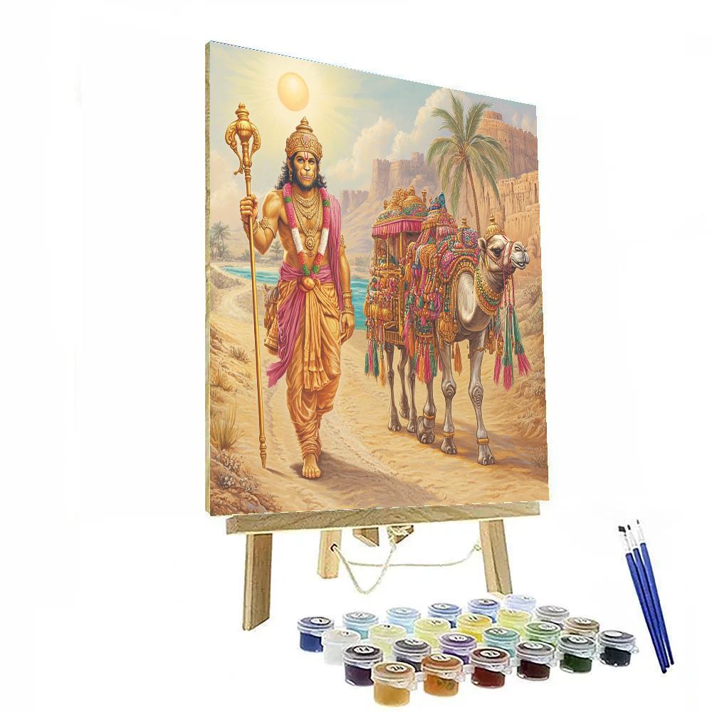 Desert Caravan With Hanuman Guide painting number kit