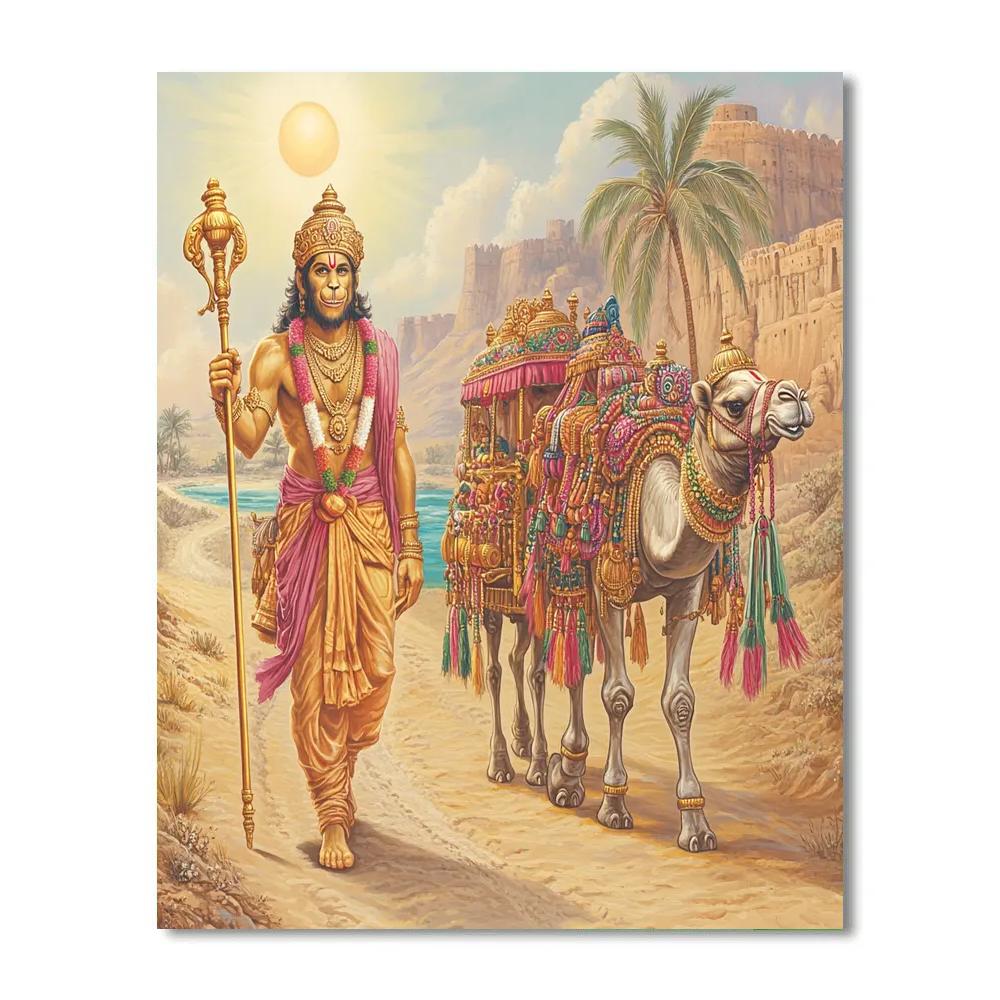 Desert Caravan With Hanuman Guide painting number kit