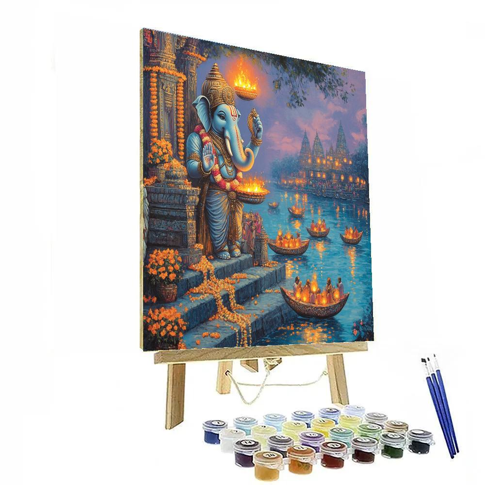 River Festival With Ganesha Lanterns paint by numbers