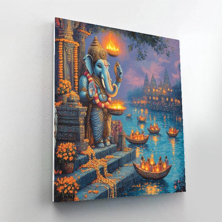 River Festival With Ganesha Lanterns paint by numbers