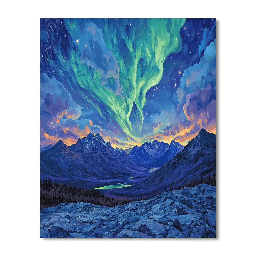 Frederick Varley Inspired Aurora Ashen Peaks Painting by numbers kit