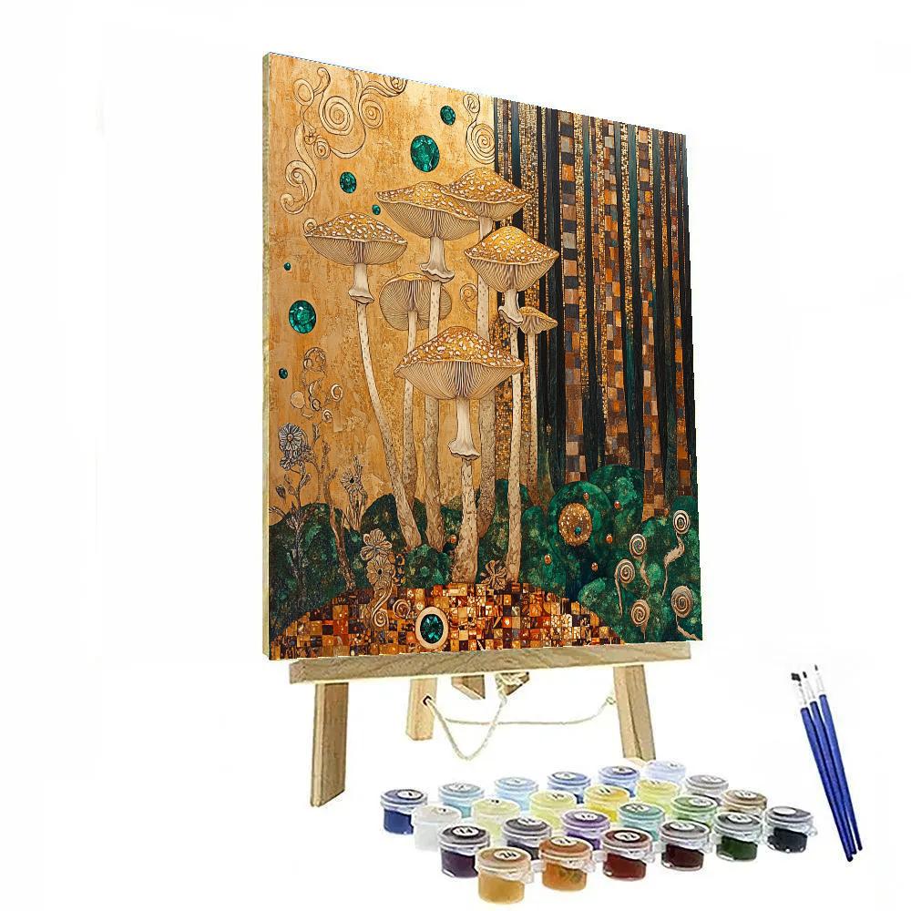 Gustav Klimt Inspired Gilded Mycelium Grove Numbered painting kits