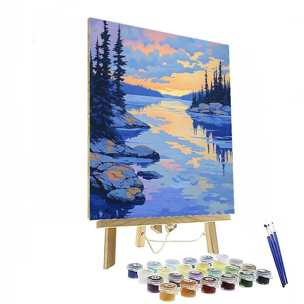 Frederick Varley Inspired Thaw Mist Over Sapphire Lake Numbered painting kits