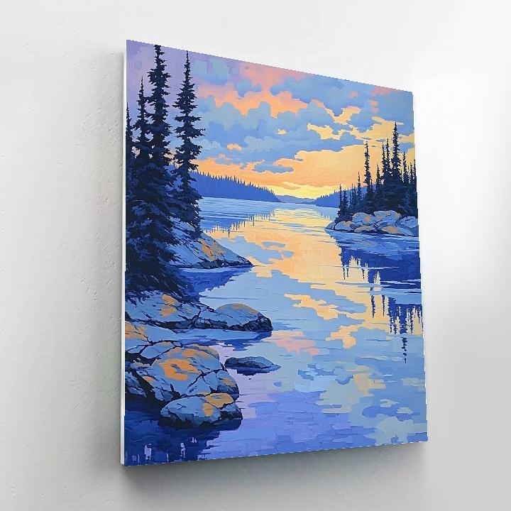 Frederick Varley Inspired Thaw Mist Over Sapphire Lake Numbered painting kits