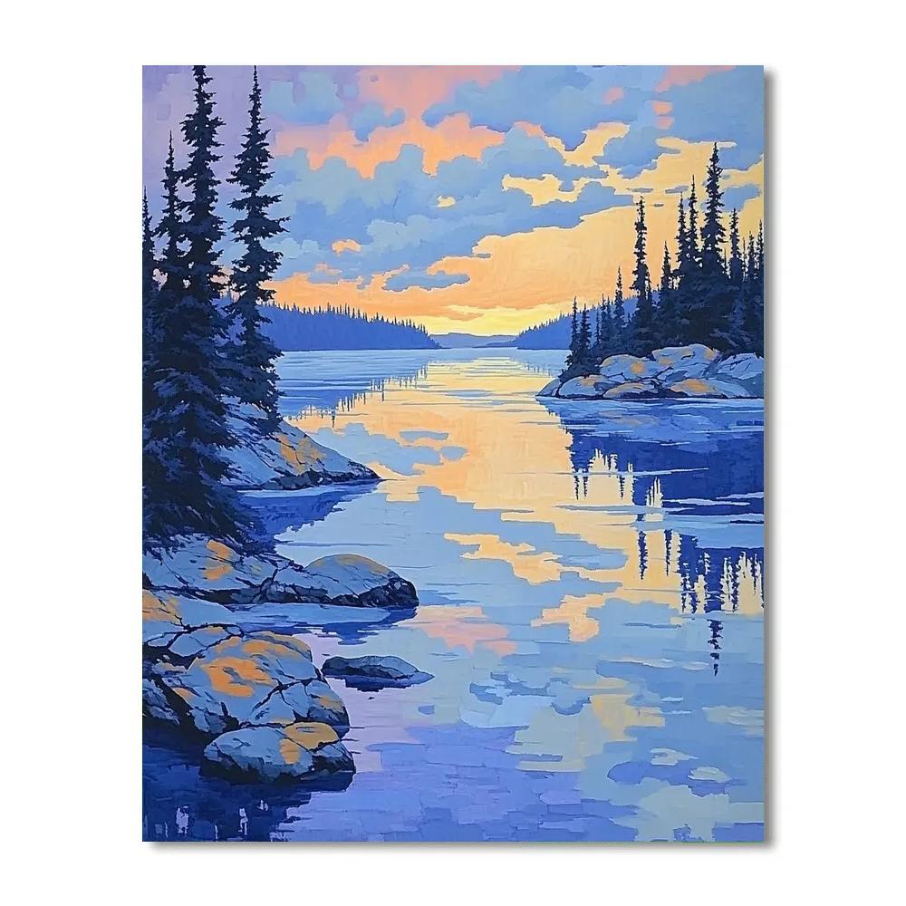 Frederick Varley Inspired Thaw Mist Over Sapphire Lake Numbered painting kits