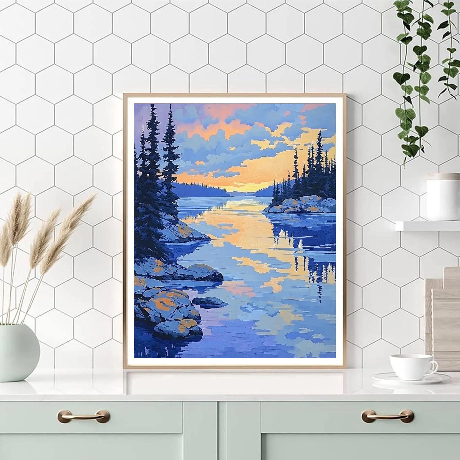 Frederick Varley Inspired Thaw Mist Over Sapphire Lake Numbered painting kits