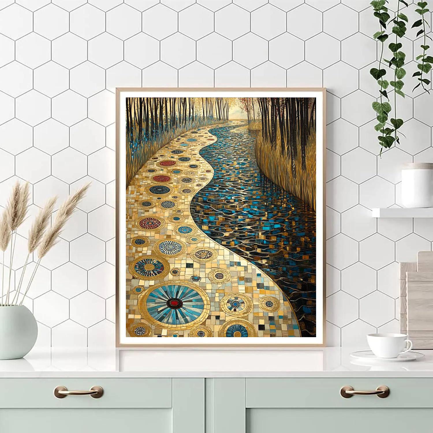 Gustav Klimt Inspired Opaline River Of Constellations painting number kit