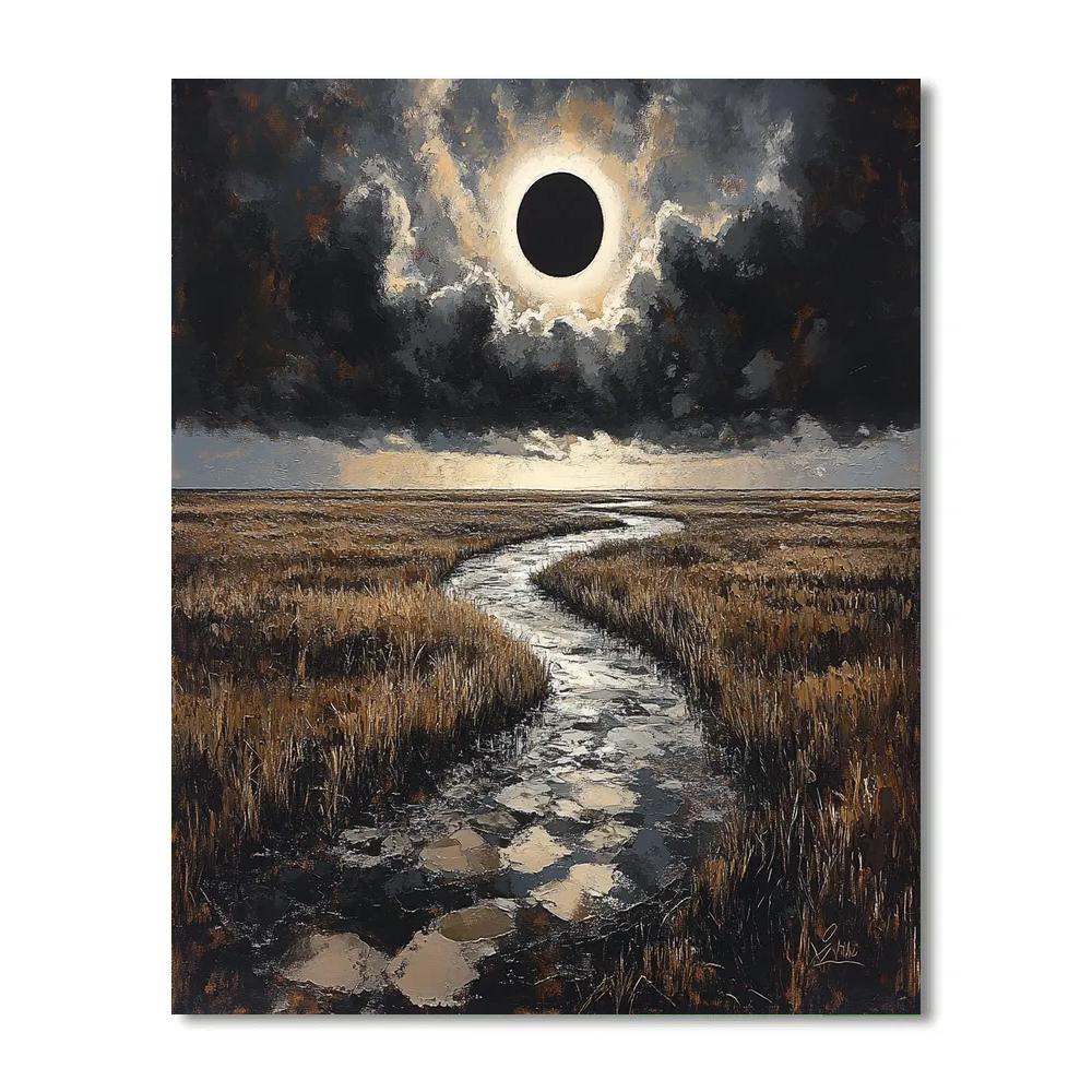 Francisco Goya Inspired Eclipse Over Salt Marsh Number painting