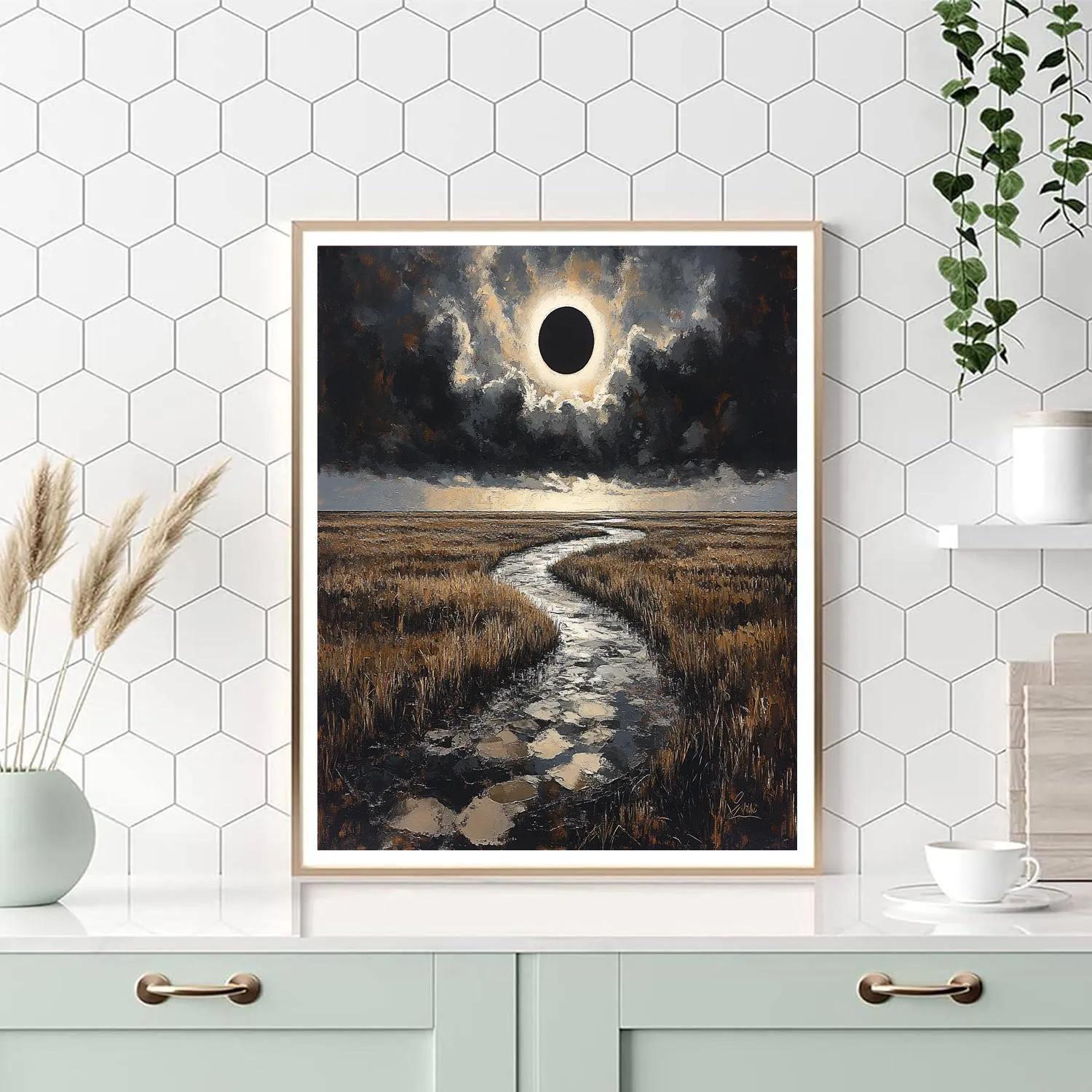 Francisco Goya Inspired Eclipse Over Salt Marsh Number painting