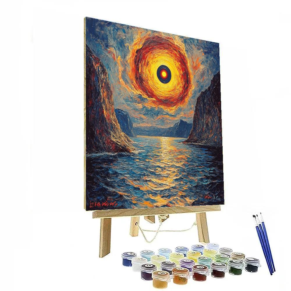 Edvard Munch Inspired Tidal Eclipse Over The Fjord Paint by numbers kits
