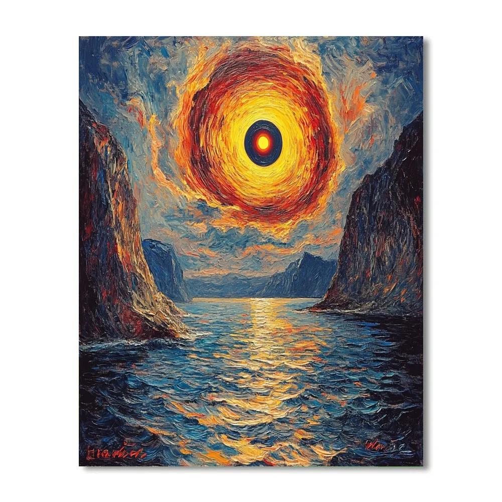 Edvard Munch Inspired Tidal Eclipse Over The Fjord Paint by numbers kits