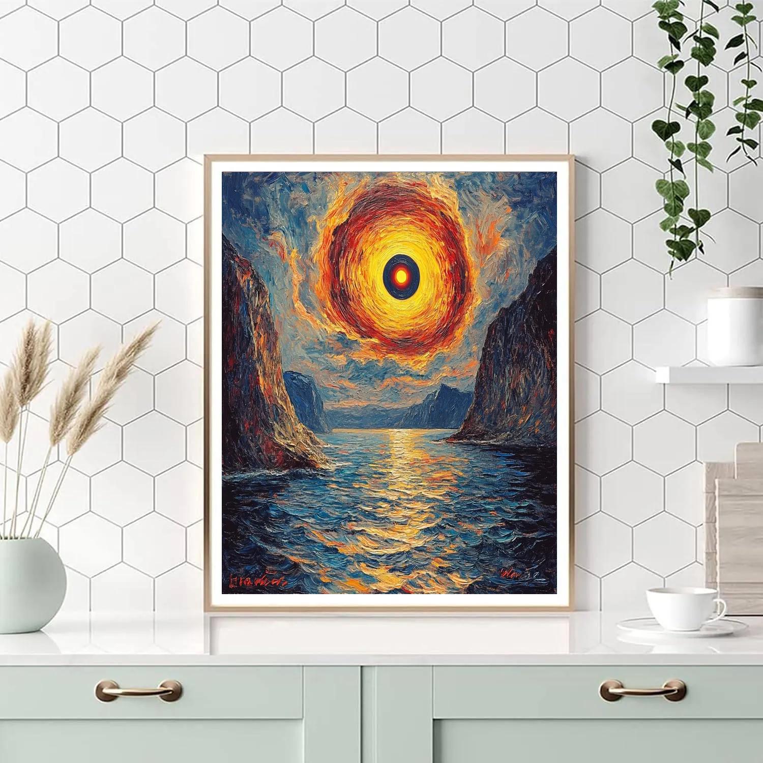 Edvard Munch Inspired Tidal Eclipse Over The Fjord Paint by numbers kits