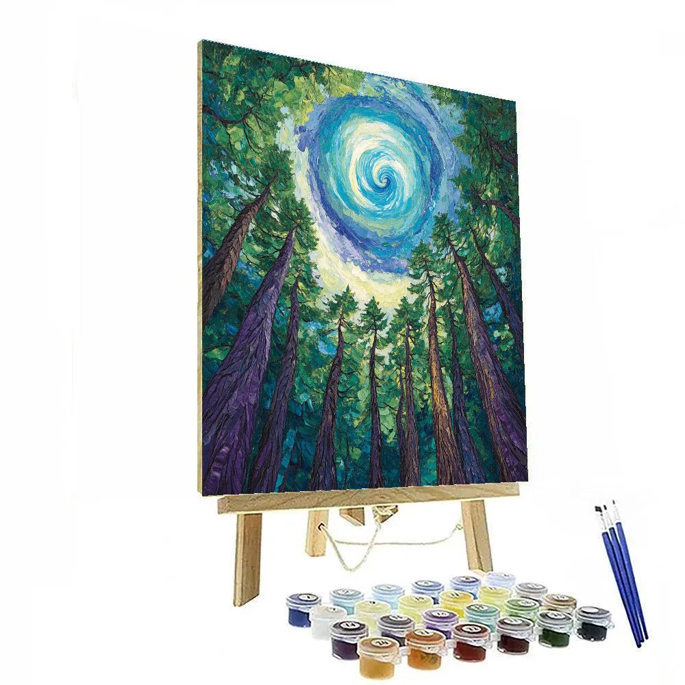 Emily Carr Inspired Aurora Cathedral Cedar Grove Numbered painting kits