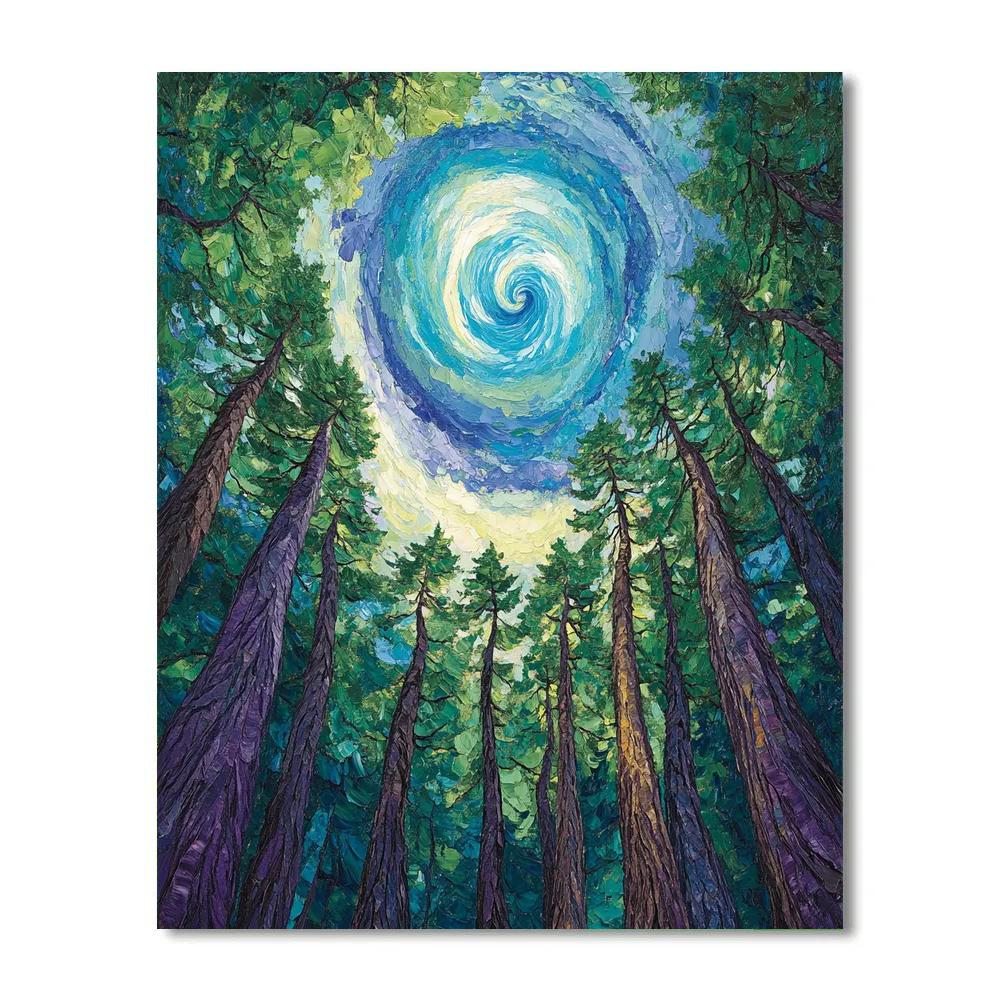 Emily Carr Inspired Aurora Cathedral Cedar Grove Numbered painting kits