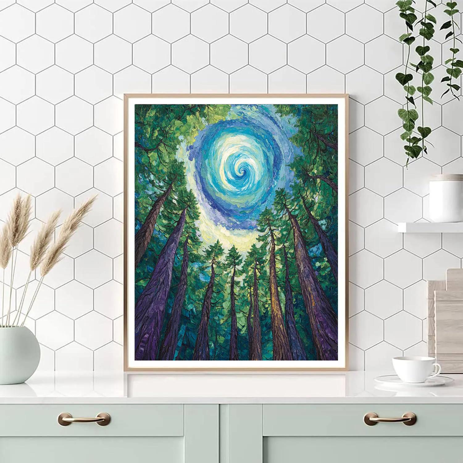 Emily Carr Inspired Aurora Cathedral Cedar Grove Numbered painting kits