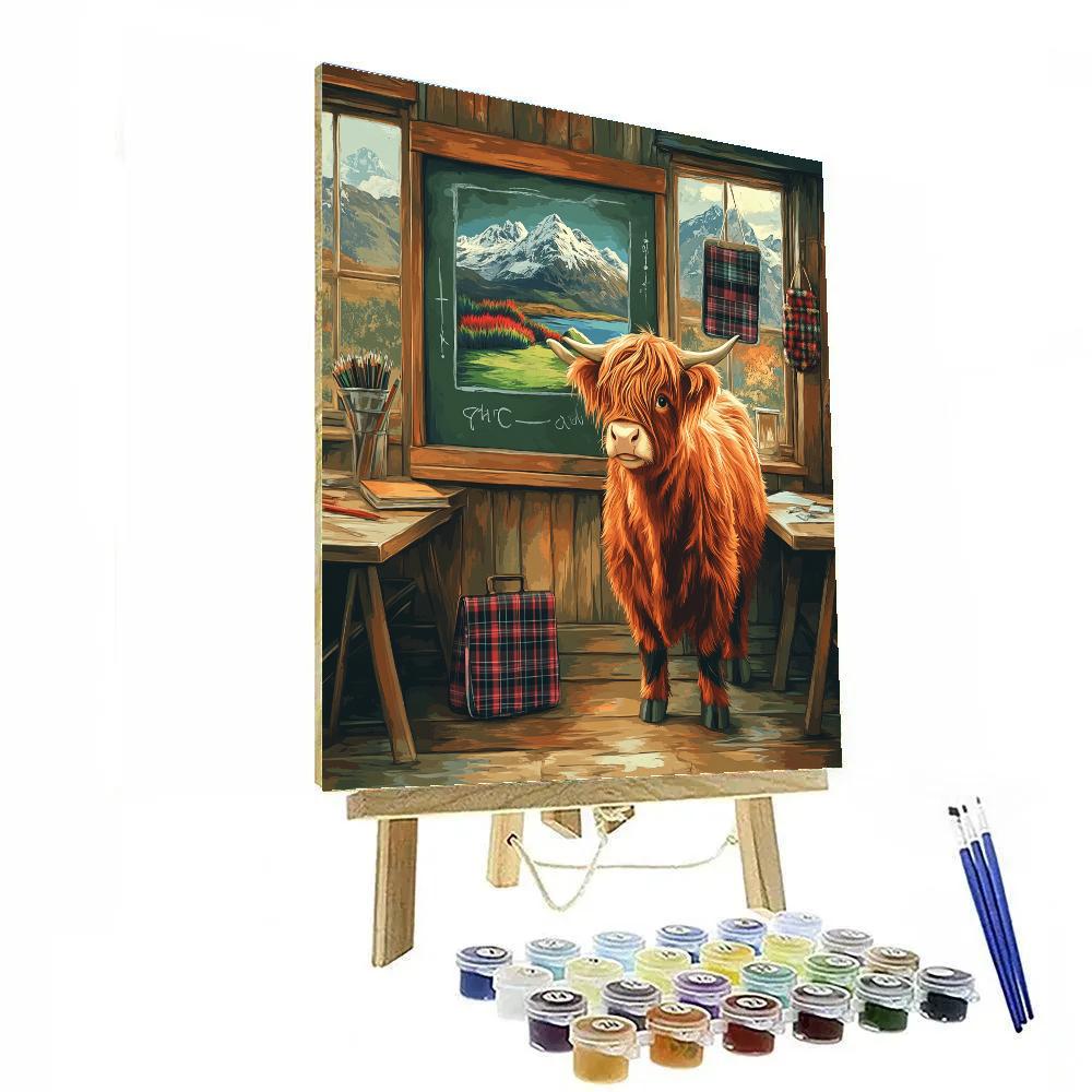 Highland Cow Schoolroom With Chalkboard Highlands DIY paint by numbers