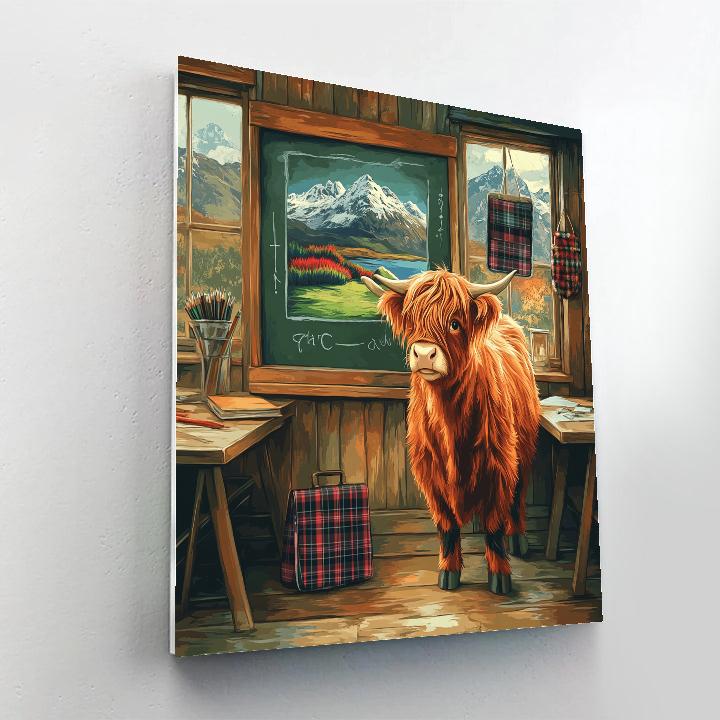 Highland Cow Schoolroom With Chalkboard Highlands DIY paint by numbers
