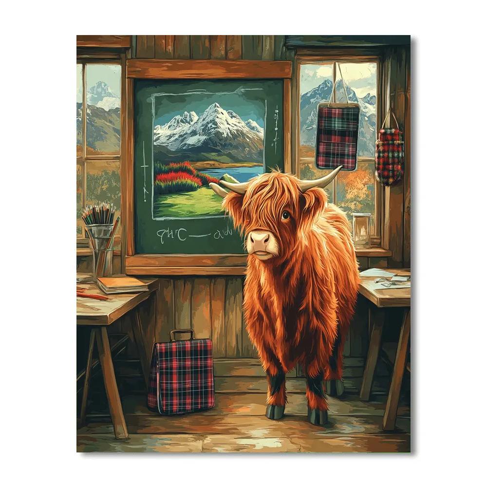 Highland Cow Schoolroom With Chalkboard Highlands DIY paint by numbers