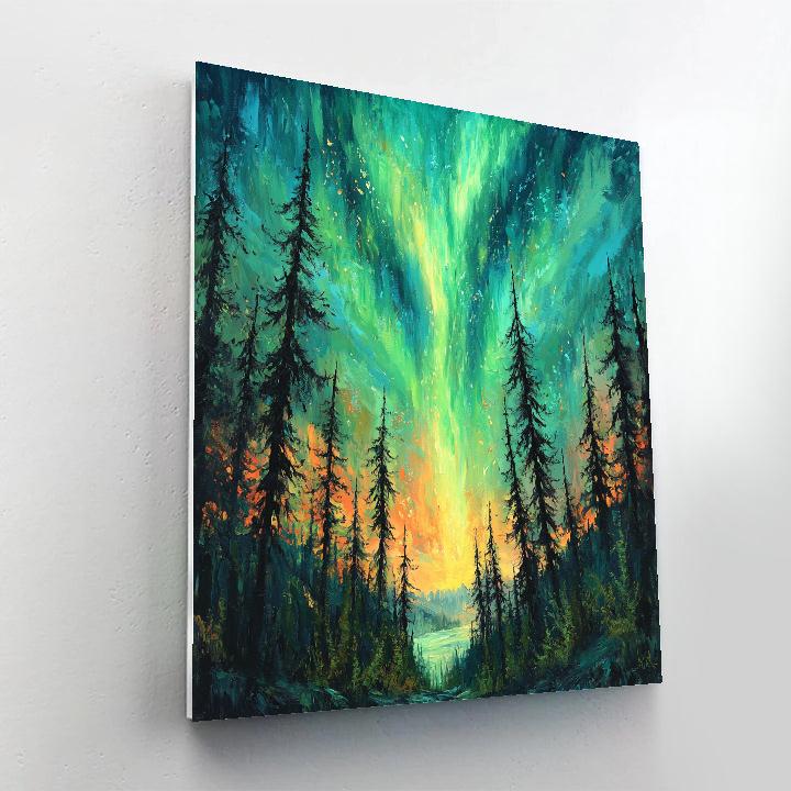 Edvard Munch Inspired Aurora Storm Through Whispering Pines DIY paint by numbers