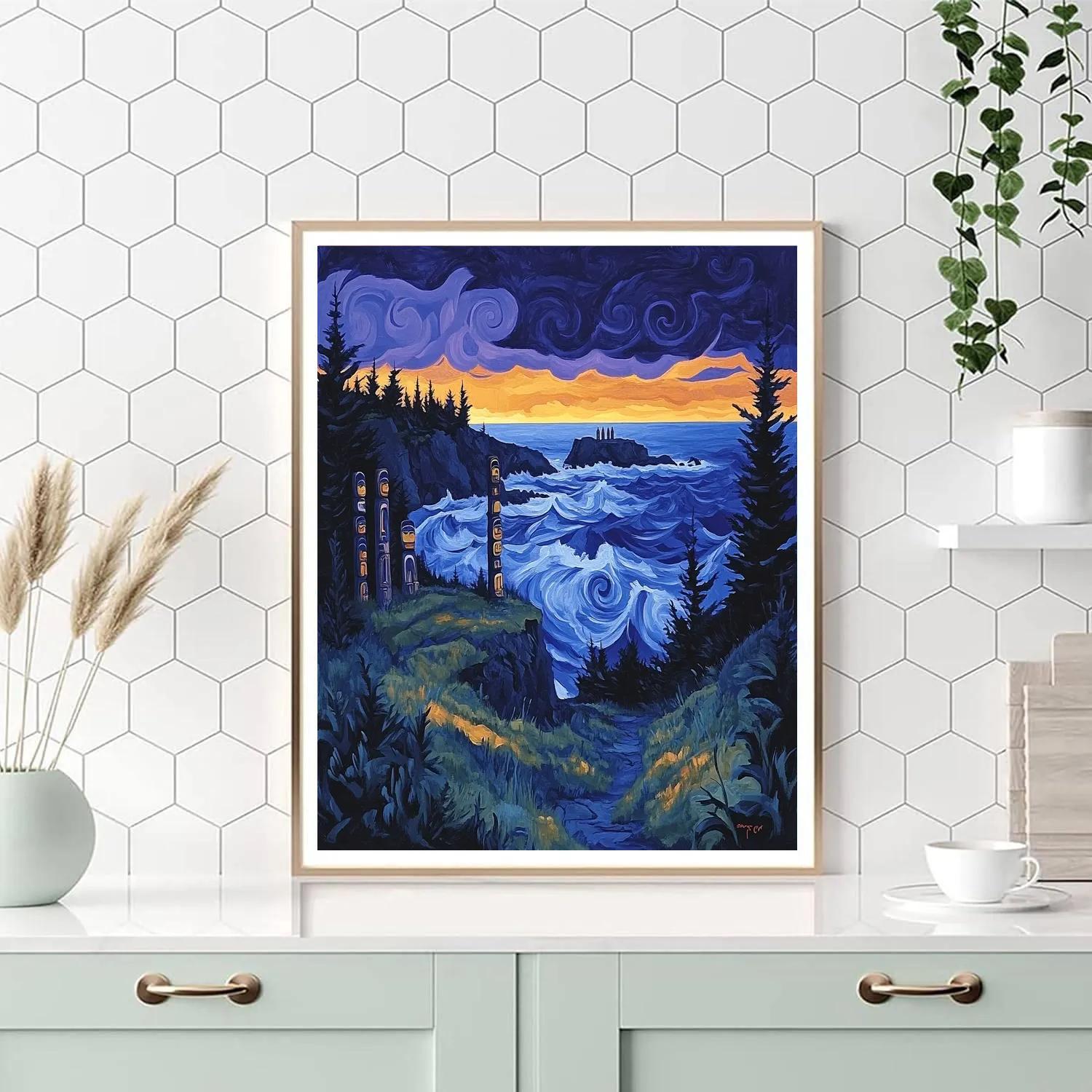 Emily Carr Inspired Stormlit Totem Sentinel Coast paint by color