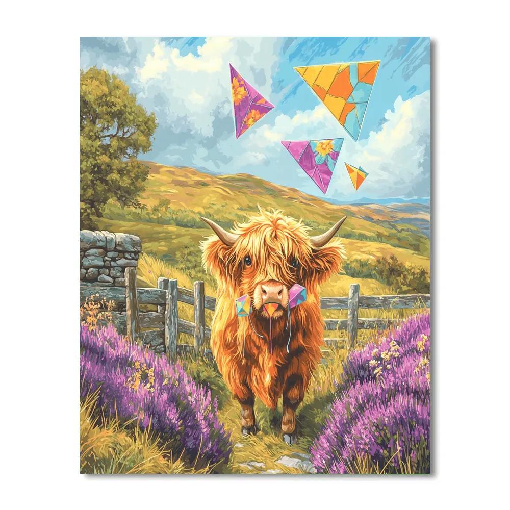Highland Cow Shepherd Of Paper Kites Paint by numbers kits