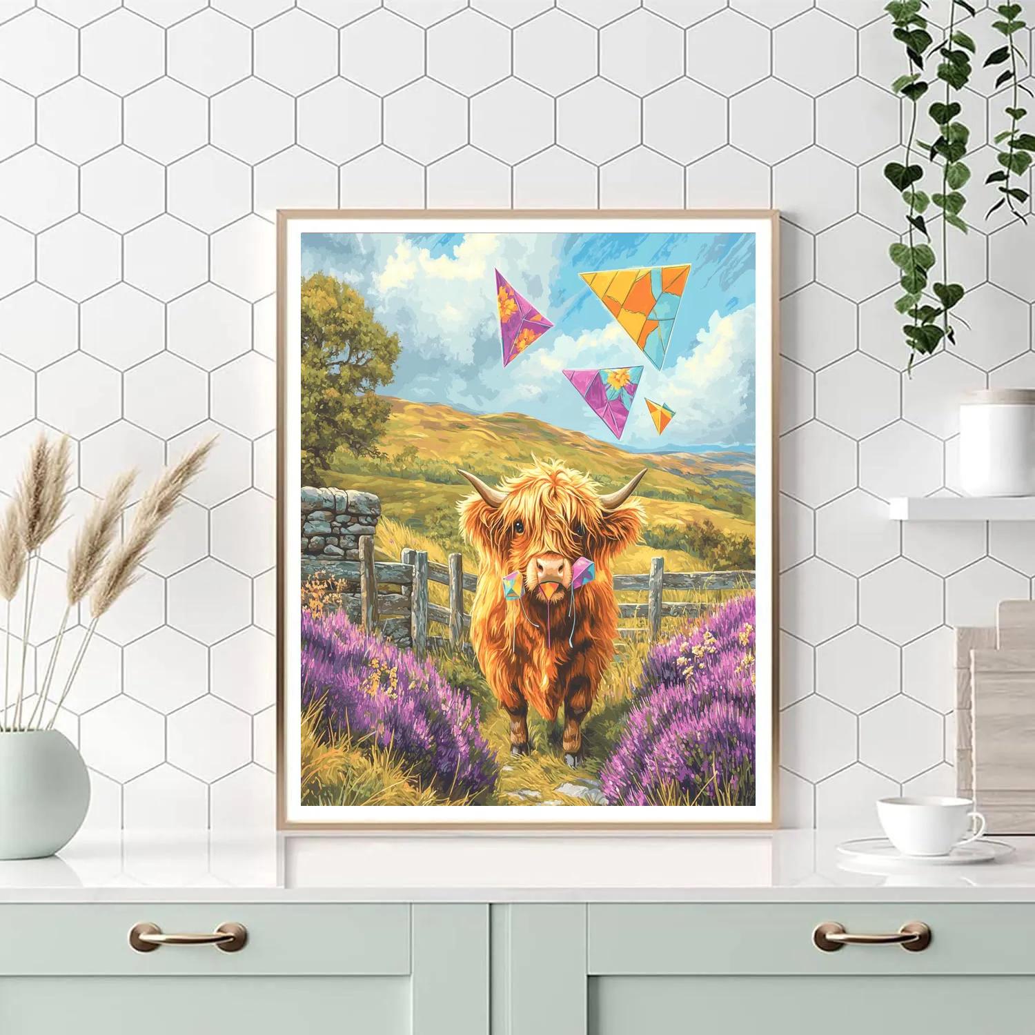Highland Cow Shepherd Of Paper Kites Paint by numbers kits