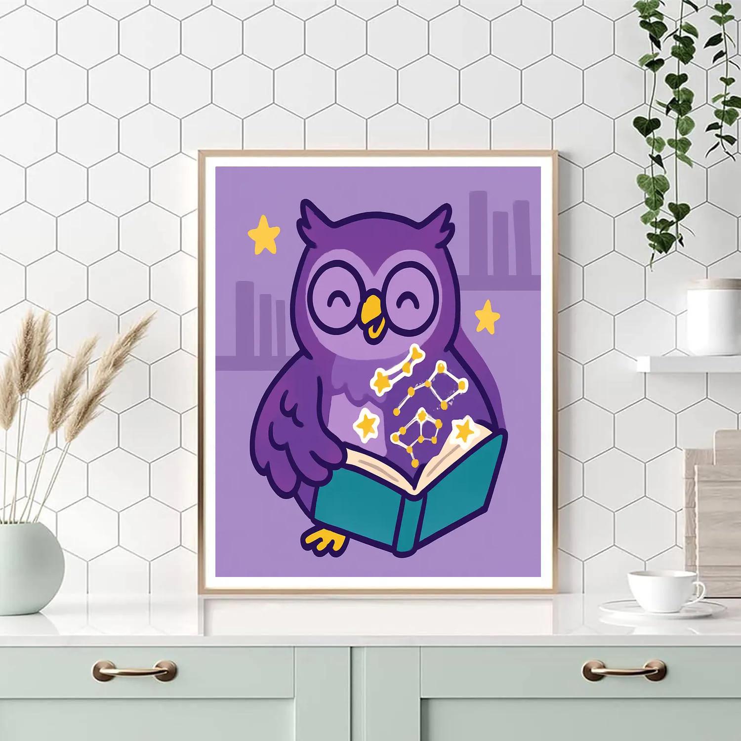 Nebula Library Owl And The Constellation Book Paint by numbers art