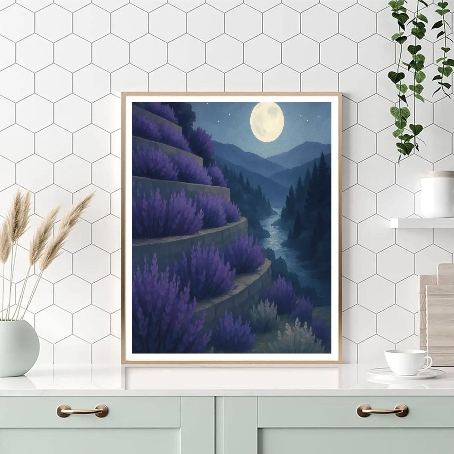 Moonlit Terraces Above The Lavender Gorge Paint by numbers art