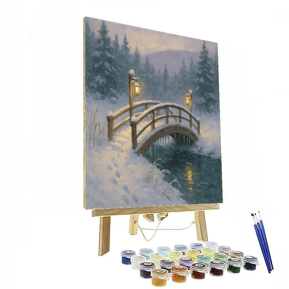 Lantern Bridge Over The Quiet Ice Run paint by numbers
