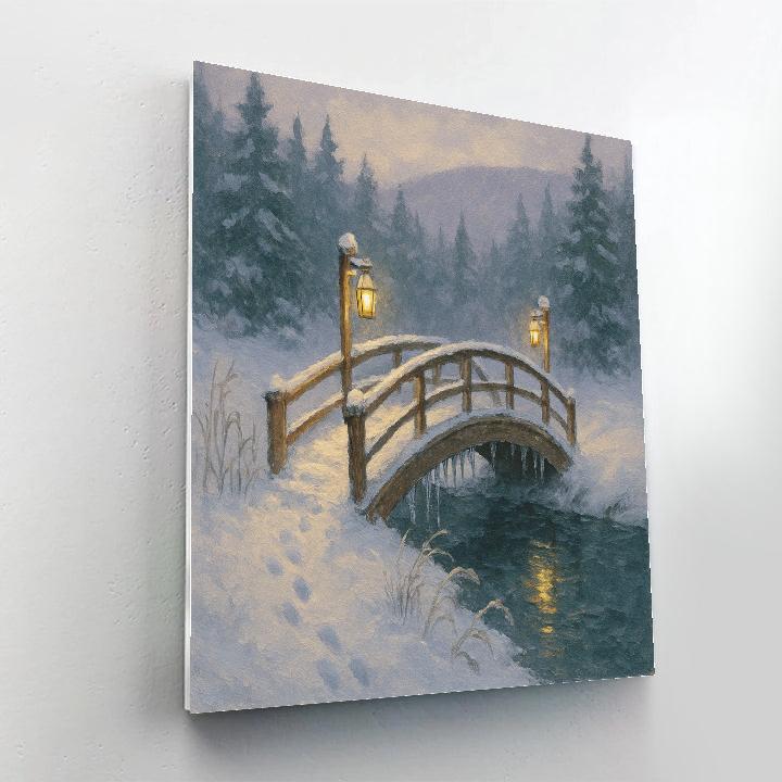Lantern Bridge Over The Quiet Ice Run paint by numbers