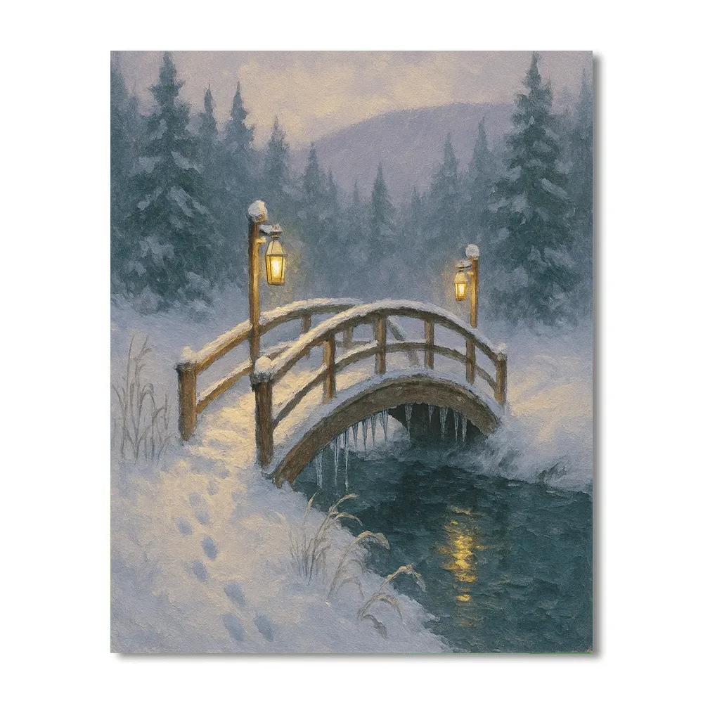 Lantern Bridge Over The Quiet Ice Run paint by numbers