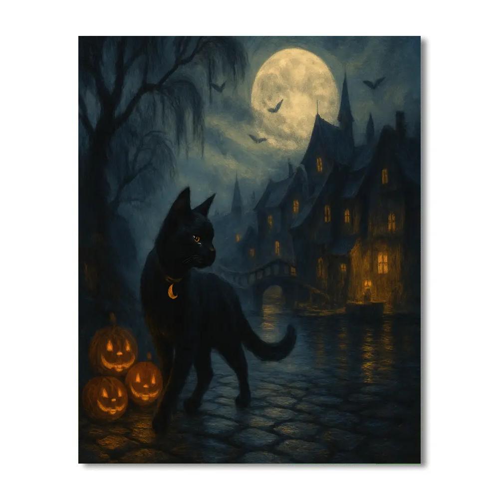 Lanterns Along The Whispering Cobblestone Hollow Paint by numbers kits