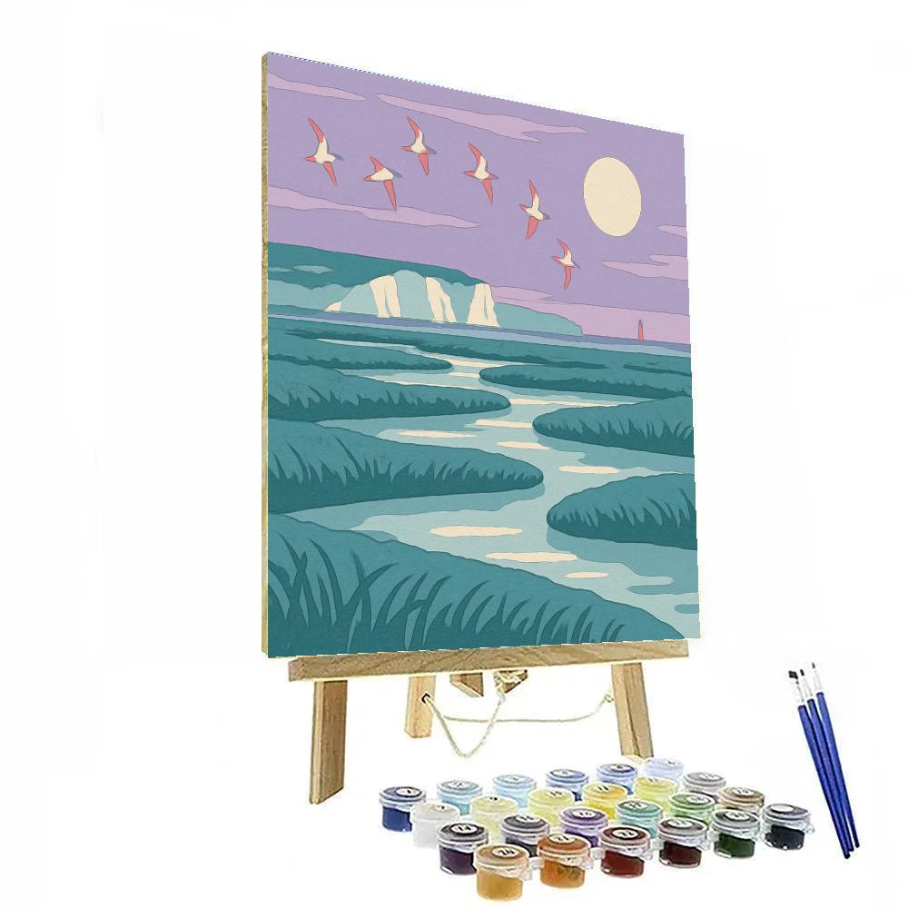Landscape With Moonlit Salt Meadow paint by number