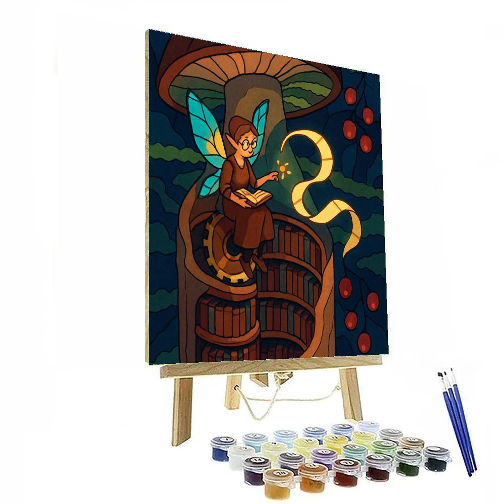Clockwork Mushroom Library Fairy Painting by numbers kit