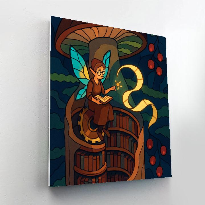 Clockwork Mushroom Library Fairy Painting by numbers kit