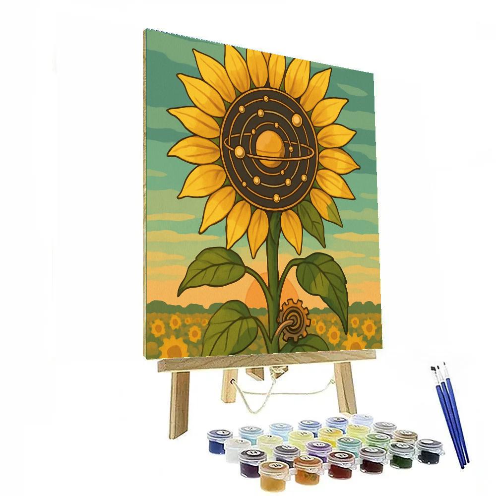 Clockwork Sunflower Orrery paint by number