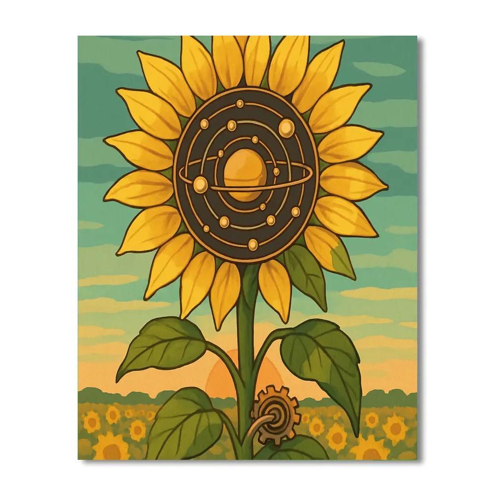 Clockwork Sunflower Orrery paint by number