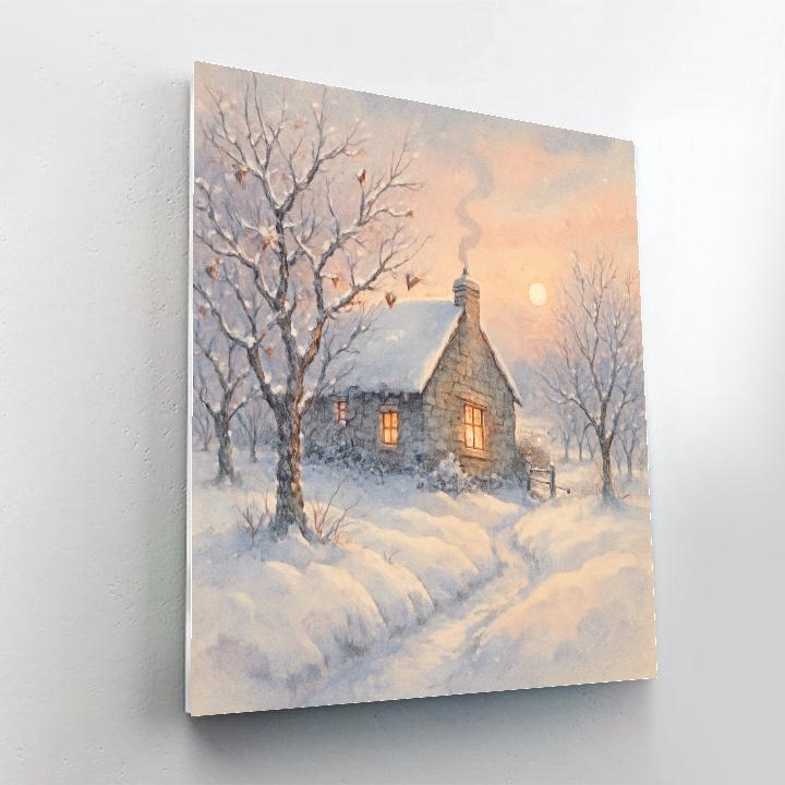 Sunrise Smoke Over The Orchard Cottage Painting by numbers kit