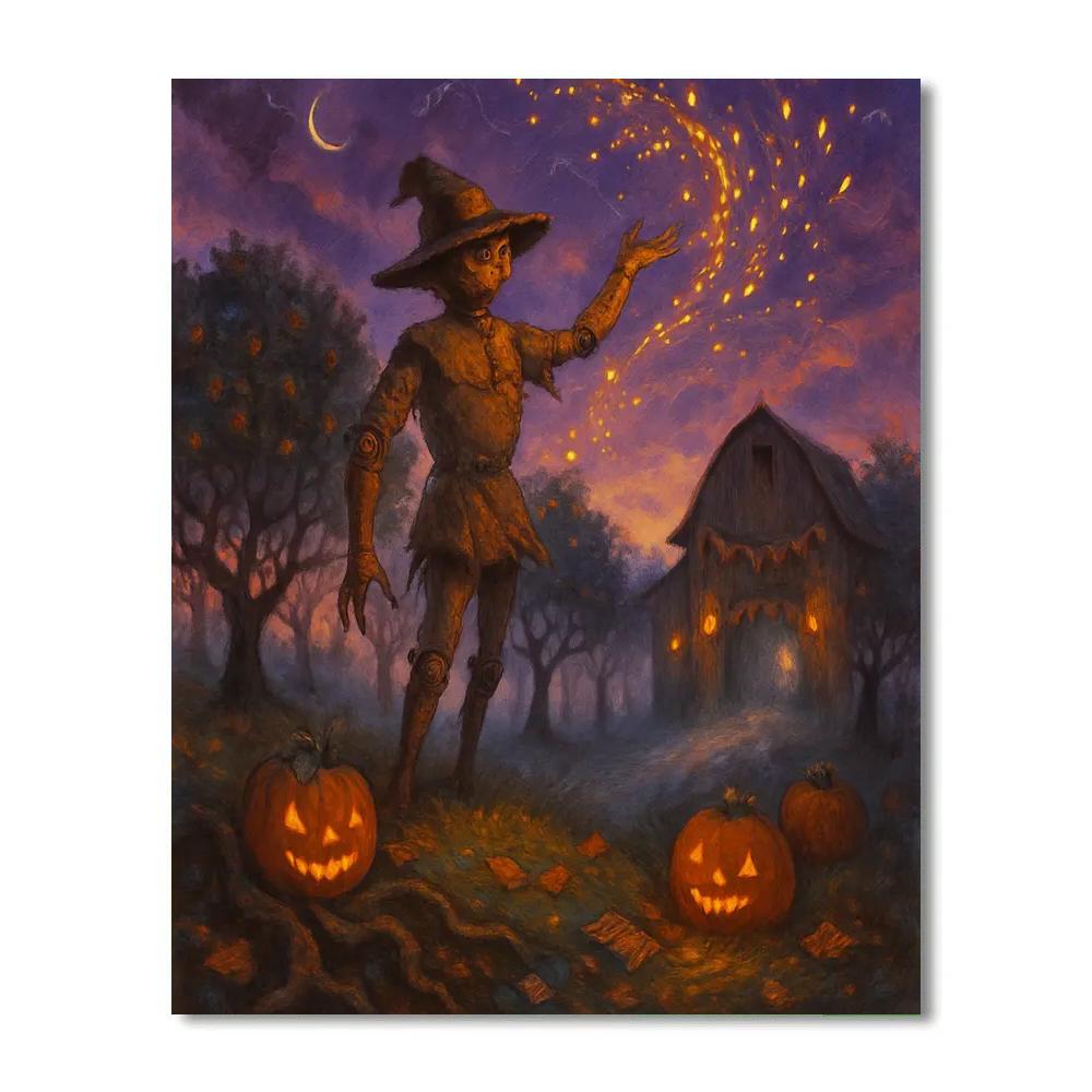 The Clockwork Scarecrow At Ember Orchard Ridge paint by number