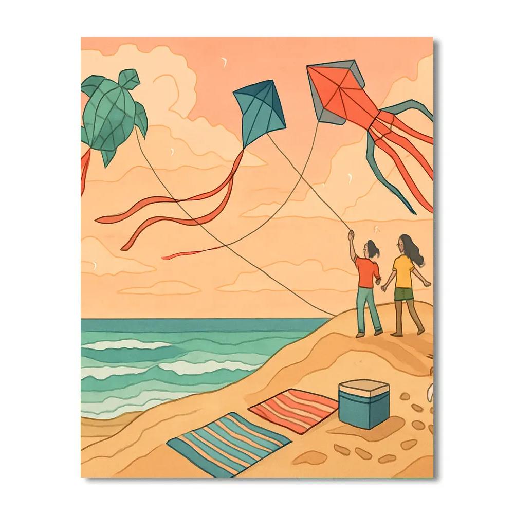 Kite Festival Along The Dune Beach Numbered painting kits
