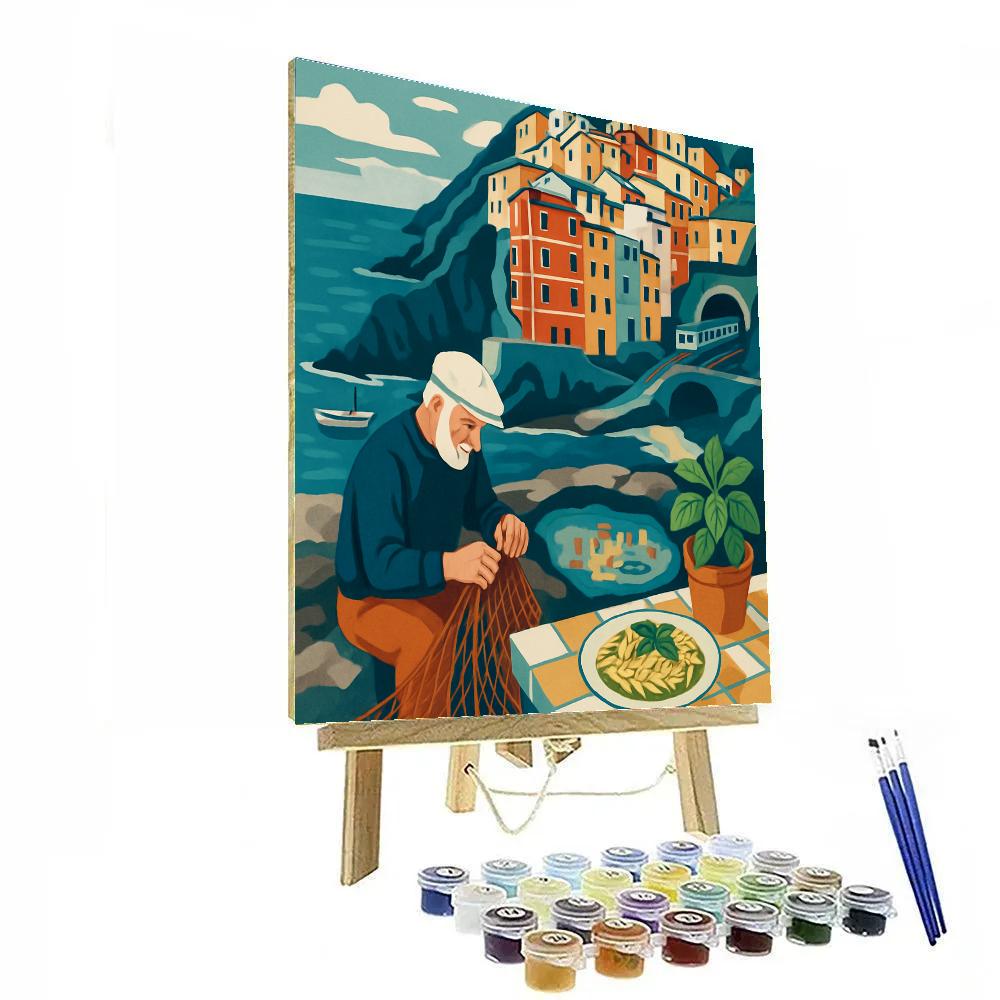 Cinque Terre Italy Tide Pool Terrace Paint by numbers art