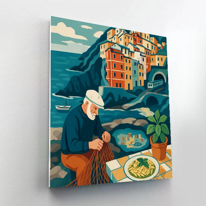 Cinque Terre Italy Tide Pool Terrace Paint by numbers art