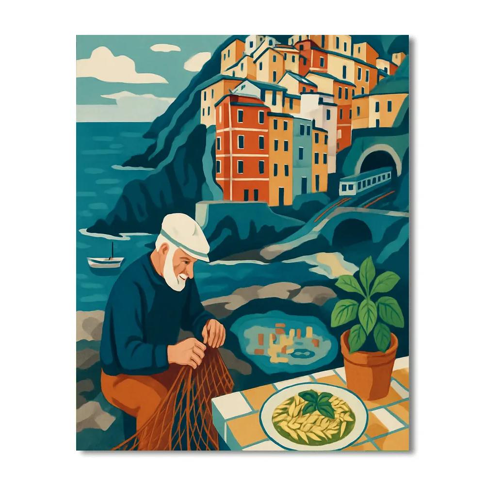 Cinque Terre Italy Tide Pool Terrace Paint by numbers art