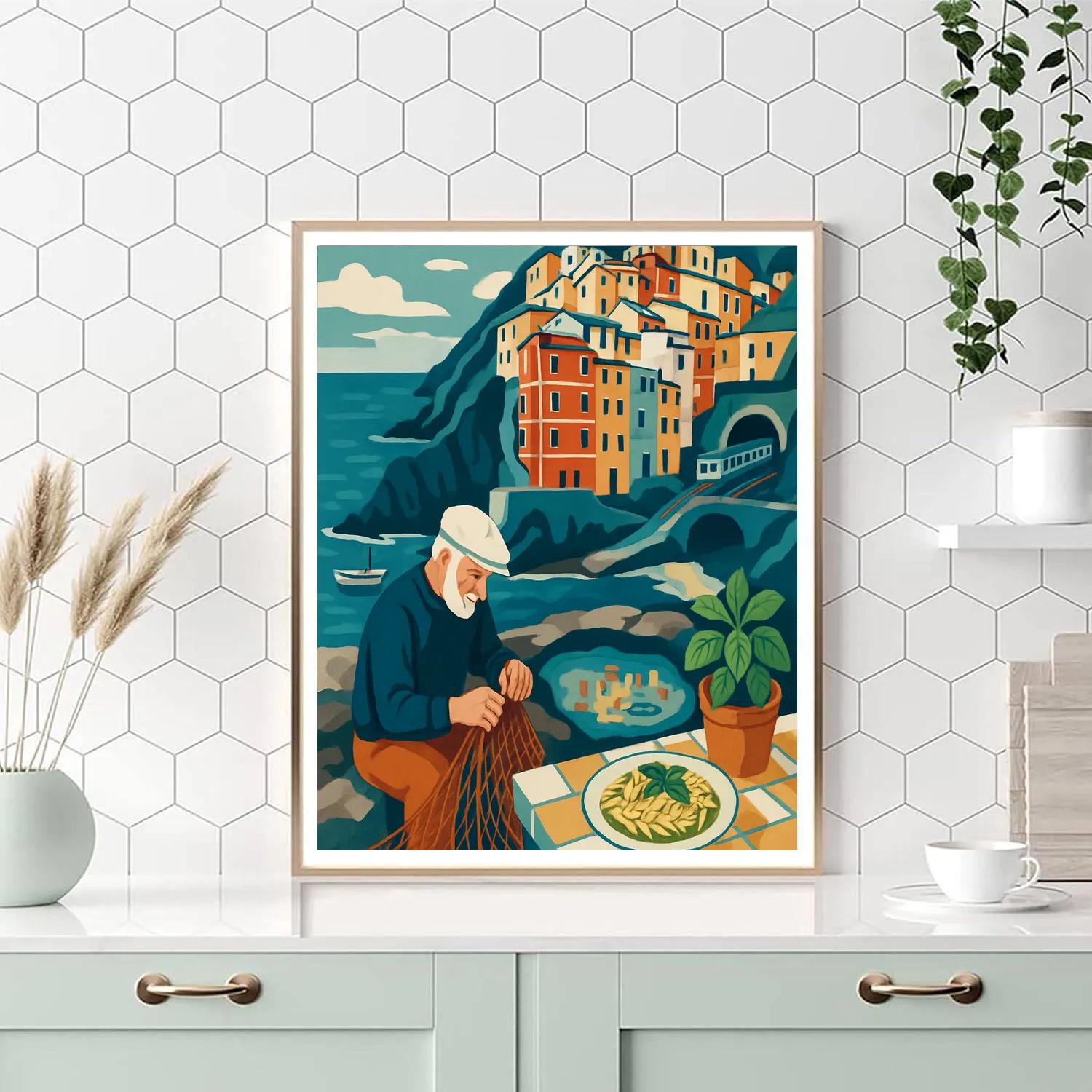 Cinque Terre Italy Tide Pool Terrace Paint by numbers art