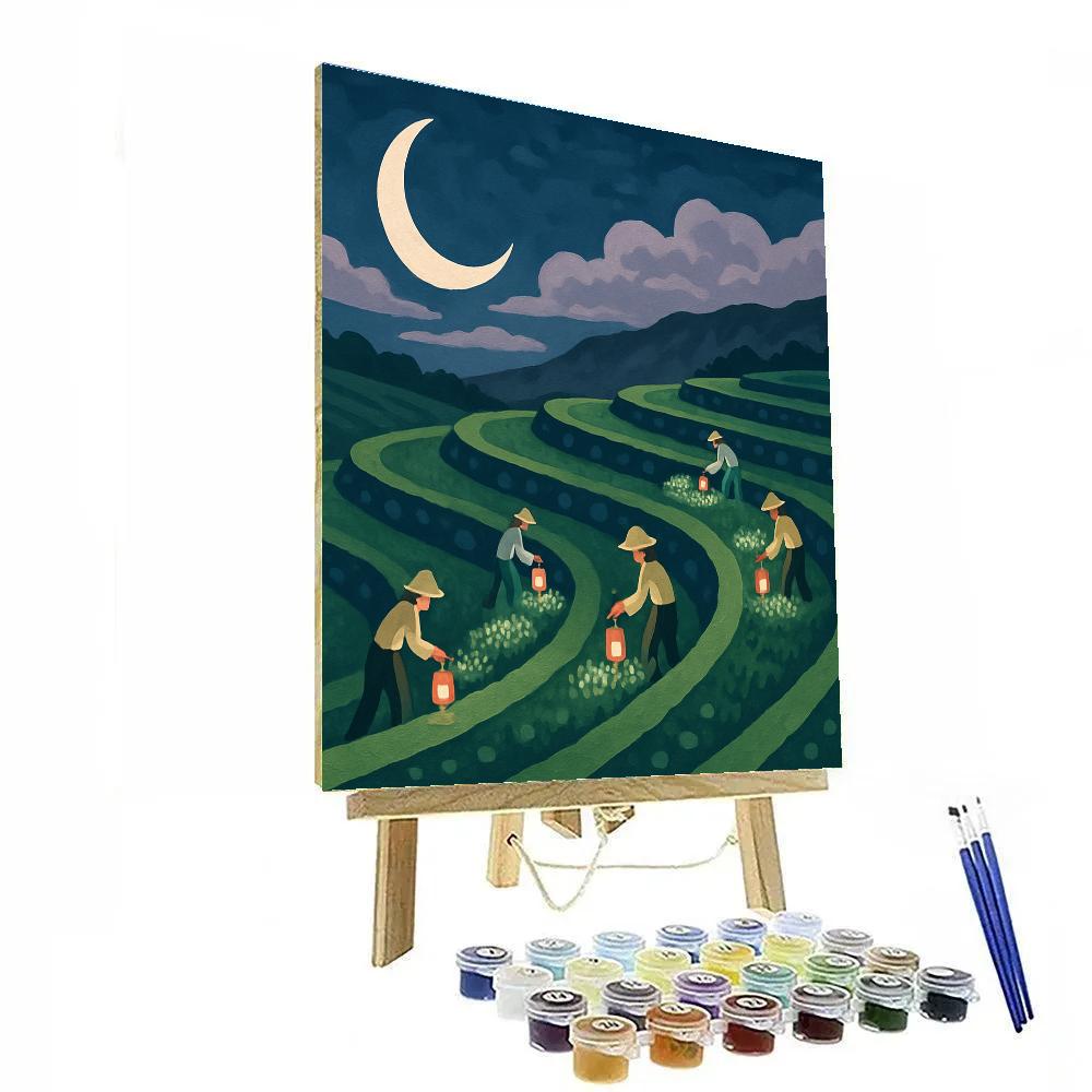 Crescent Harvest In Moonlit Terraces paint by color